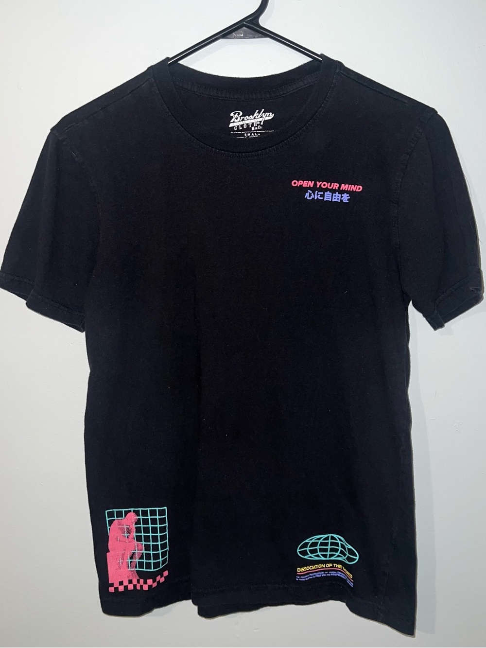 Brooklyn Cloth “Open your Mind” Black Graphic Tee T-Shirt Men’s Size Small
